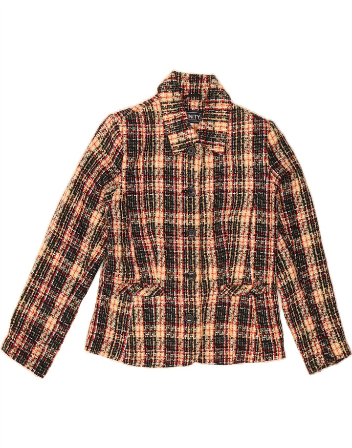 VINTAGE Womens 5 Button Blazer Jacket EU 40 Medium Multicoloured Check Vintage Vintage and Second-Hand Vintage from Messina Hembry 