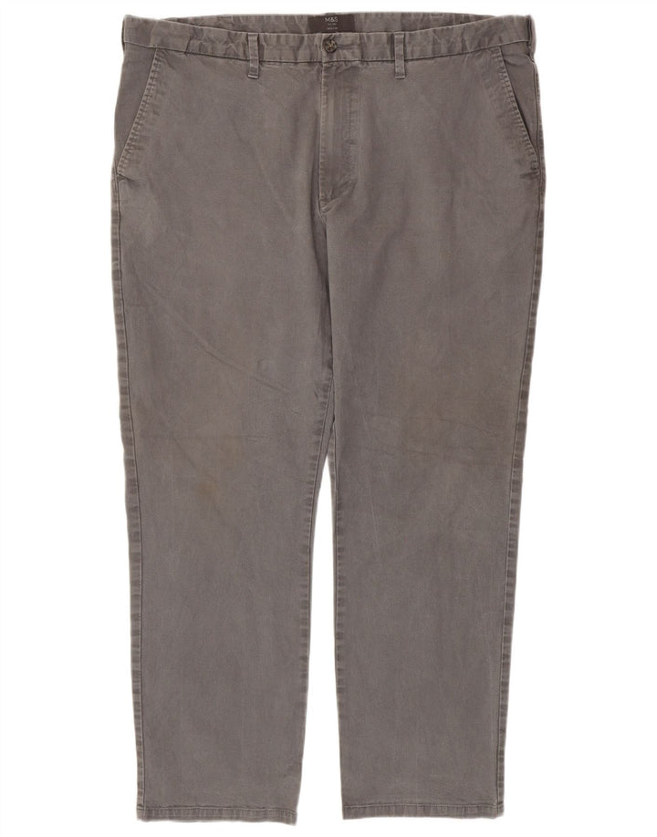 Pantaloni chino pentru bărbați Marks & Spencer, cu ajustare normală, L42 L31, bumbac gri