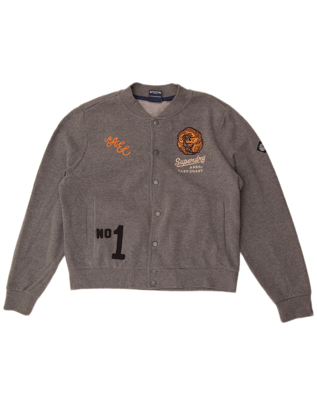Jachetă de top pentru trening grafic Superdry pentru femei UK 16, mare, gri pete