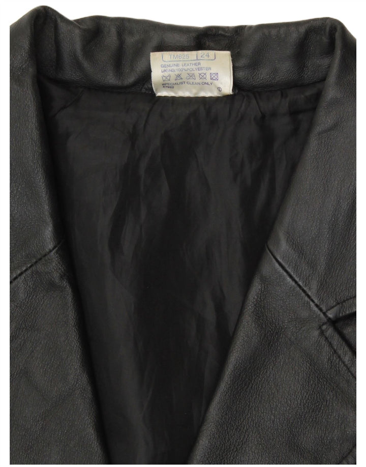 Agenda Sacou Blazer din piele cu 3 nasturi pentru femei UK 24 4XL Piele neagră