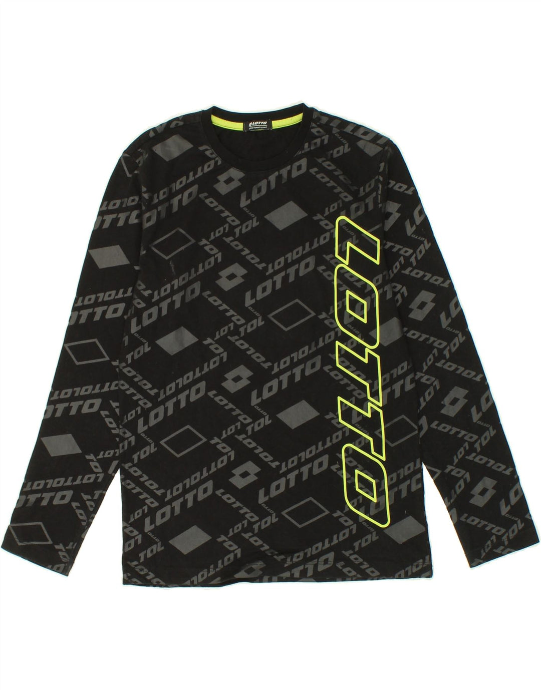 LOTTO Boys Abstract Pattern Graphic Top Long Sleeve 9-10 Years Black Vintage Lotto and Second-Hand Lotto from Messina Hembry 