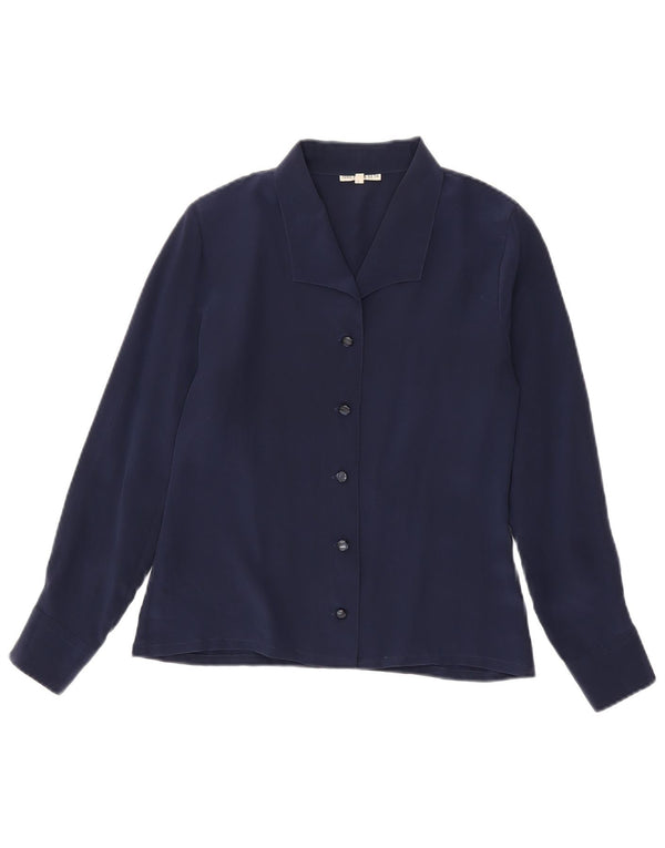 Bluză Cămașă Vintage Femei IT 44 Medium Bleumarin Mătase