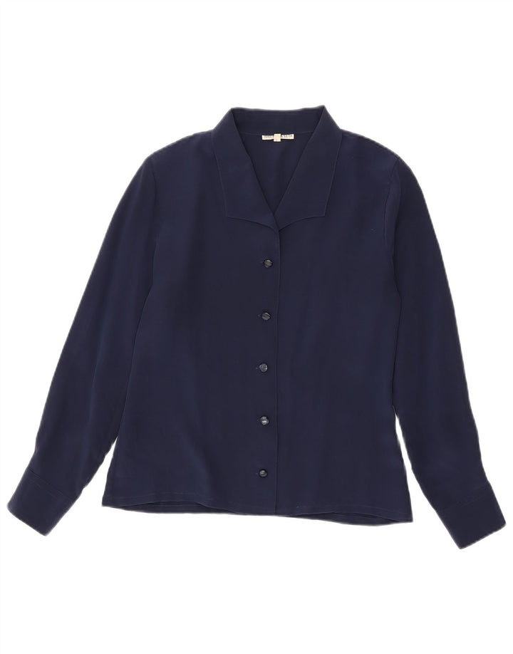 Bluză Cămașă Vintage Femei IT 44 Medium Bleumarin Mătase