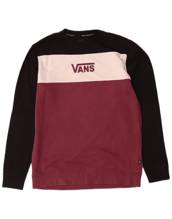 Hanorac grafic pentru bărbați Vans Pulover Medium Burgundy Colorblock Bumbac