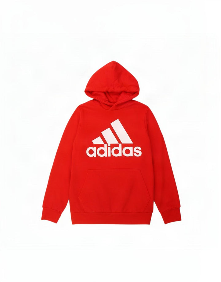Pulover cu glugă cu grafic pentru bărbați Adidas, bumbac roșu mediu
