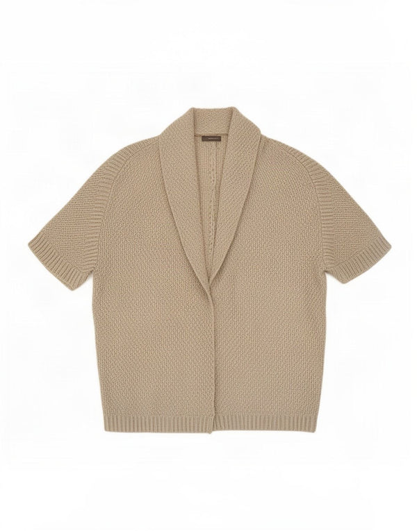 Pulover cardigan deschis supradimensionat cu mânecă scurtă pentru femei Zara UK 14 Bej mediu