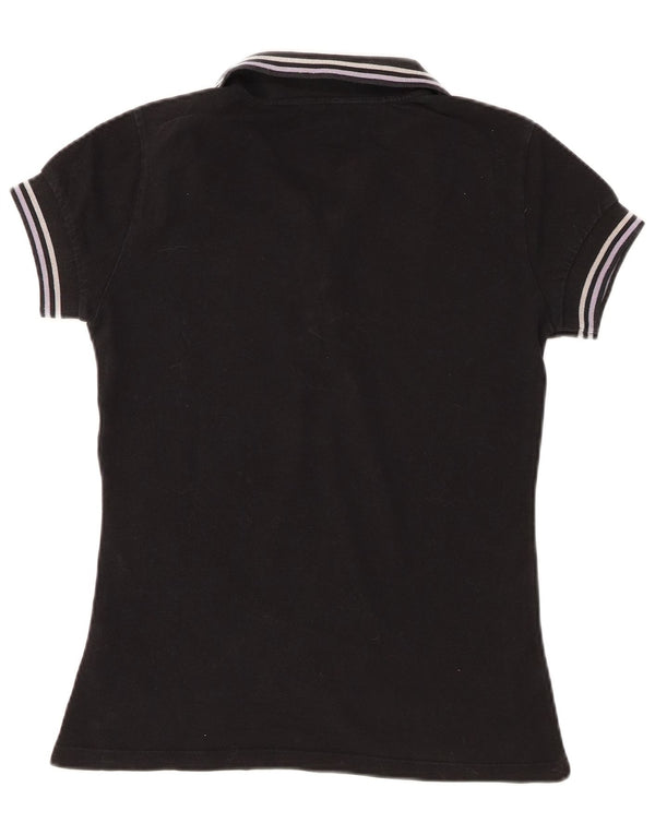Tricou polo cu grafic Napapijri pentru femei UK 12, bumbac mediu negru