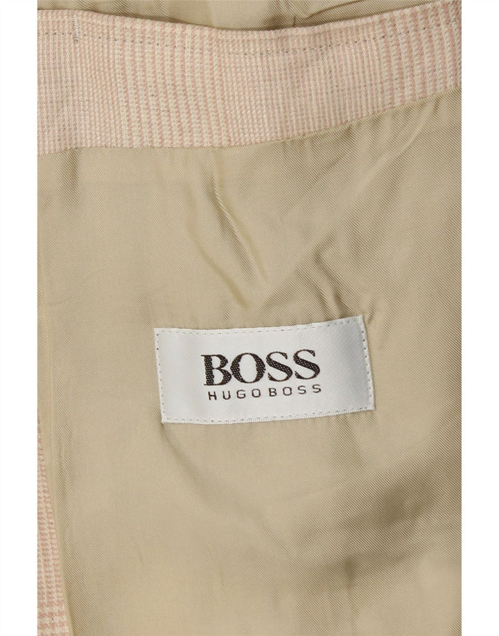 Blazer pentru bărbați HUGO BOSS, cu 2 nasturi, EU 56 3XL, in carouri bej