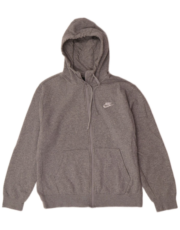Pulover Nike pentru bărbați, cu glugă, cu fermoar, bumbac, sport, gri mediu