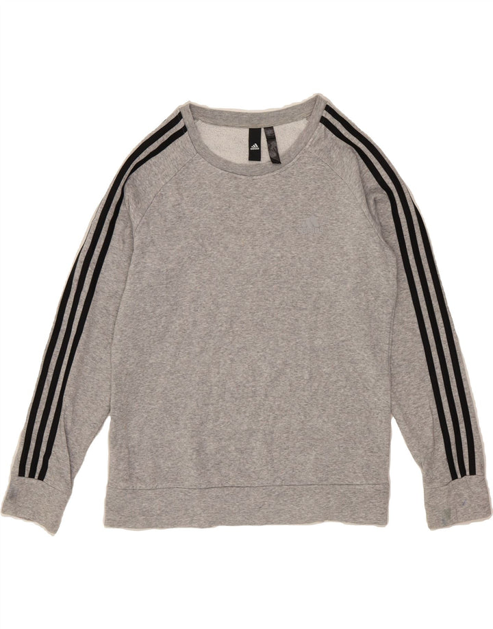 ADIDAS Womens Sweatshirt Jumper UK 12/14 Medium Grey Cotton Vintage Adidas and Second-Hand Adidas from Messina Hembry 