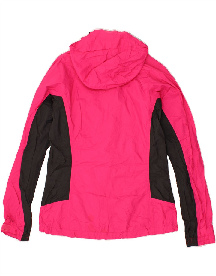 COLUMBIA Womens Hooded Rain Jacket UK 14 Medium Pink Colourblock Nylon Vintage Columbia and Second-Hand Columbia from Messina Hembry 