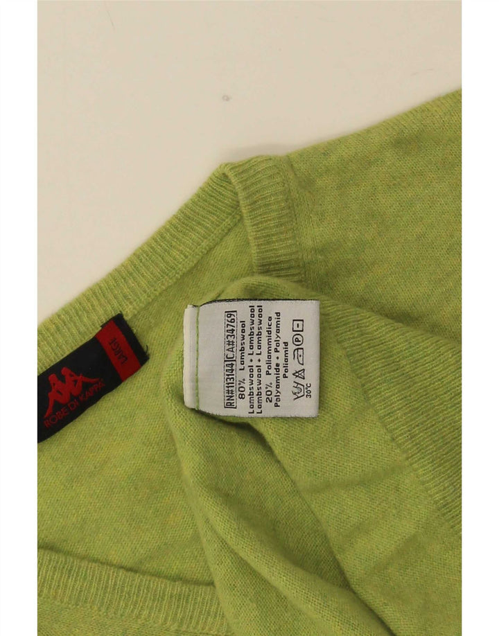 Pulover cu decolteu în V Kappa pentru bărbați, lână de miel verde mare