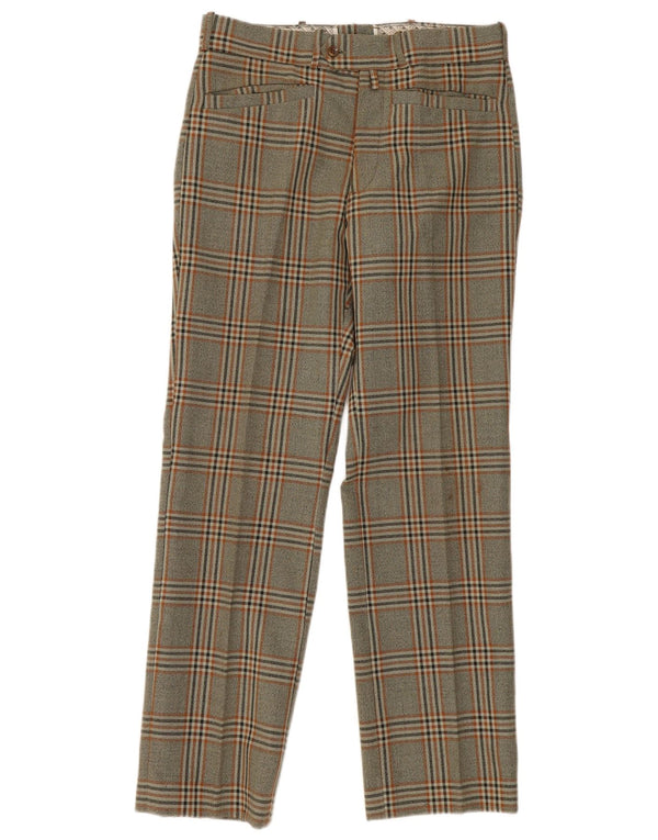 Vintage Mens Straight Casual Trousers W30 L30 Grey Check