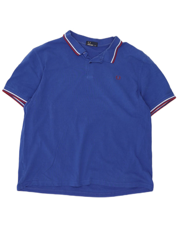 Cămașă polo Fred Perry pentru bărbați, bumbac cu dungi albastre 3XL