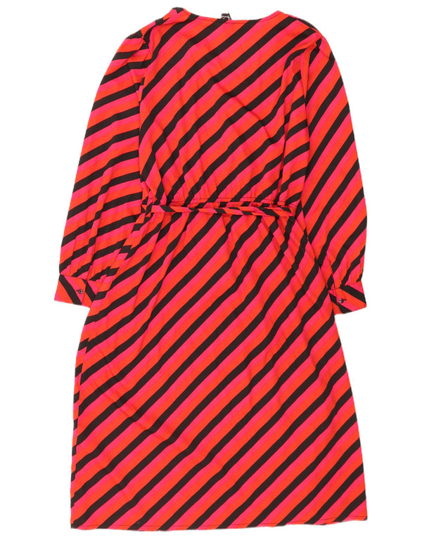 Rochie maxi vintage pentru femei cu mâneci lungi UK 18 XL poliester cu dungi roșii