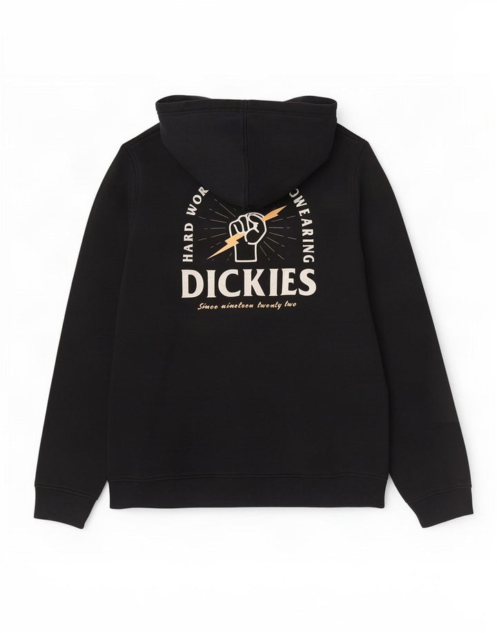 Pulover Dickies pentru bărbați cu glugă grafică, bumbac mediu negru
