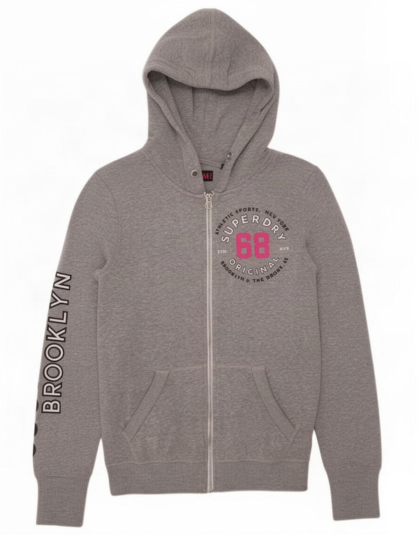 Pulover Superdry Brooklyn Graphic Zip pentru femei UK 6 XS bumbac gri