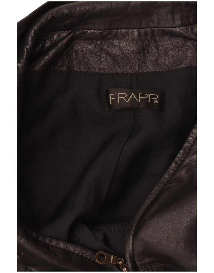 Gilet din piele vintage pentru bărbați UK 36 Small Black