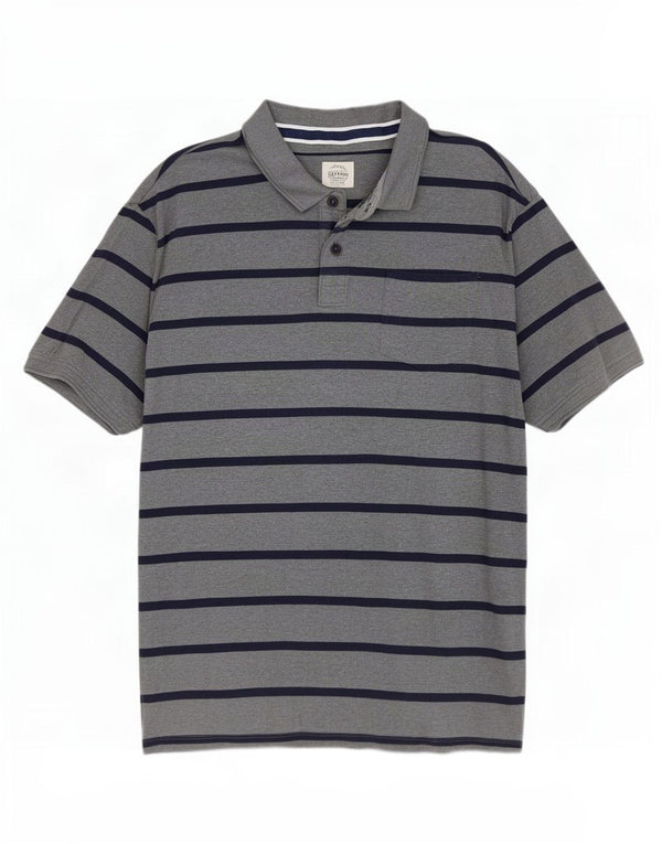 Tricou polo pentru bărbați Fat Face XL, bumbac cu dungi gri