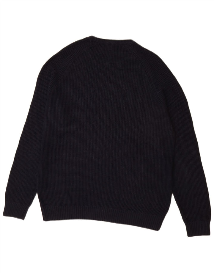 Pulover pentru bărbați Zara, cu decolteu, mare, albastru bleumarin, bumbac
