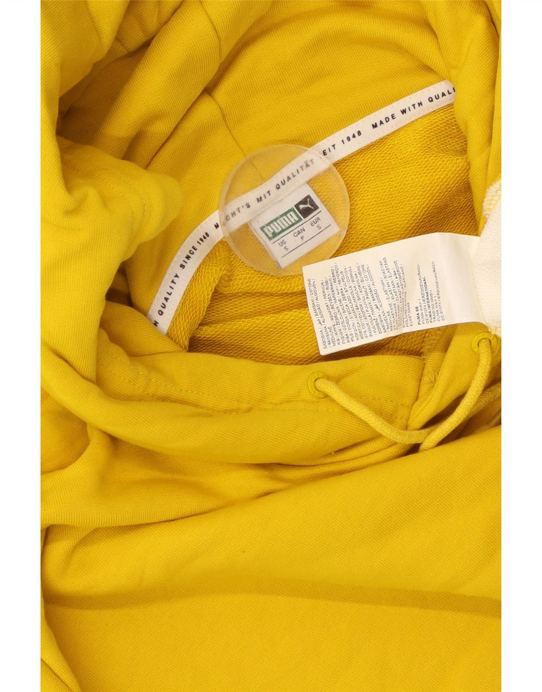 Pulover PUMA Crop Oversized Hoodie pentru femei UK 10 Small Yellow Colorblock