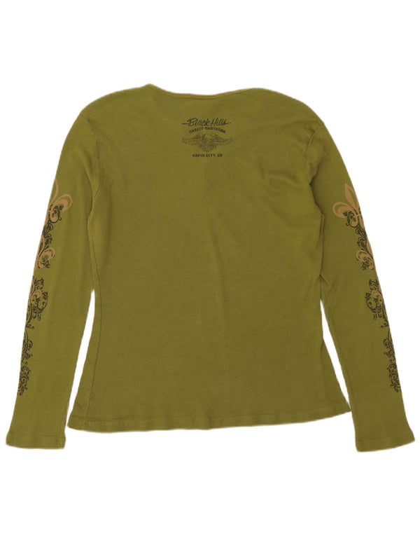 Harley Davidson Top grafic pentru femei cu mânecă lungă UK 18 XL Verde Paisley