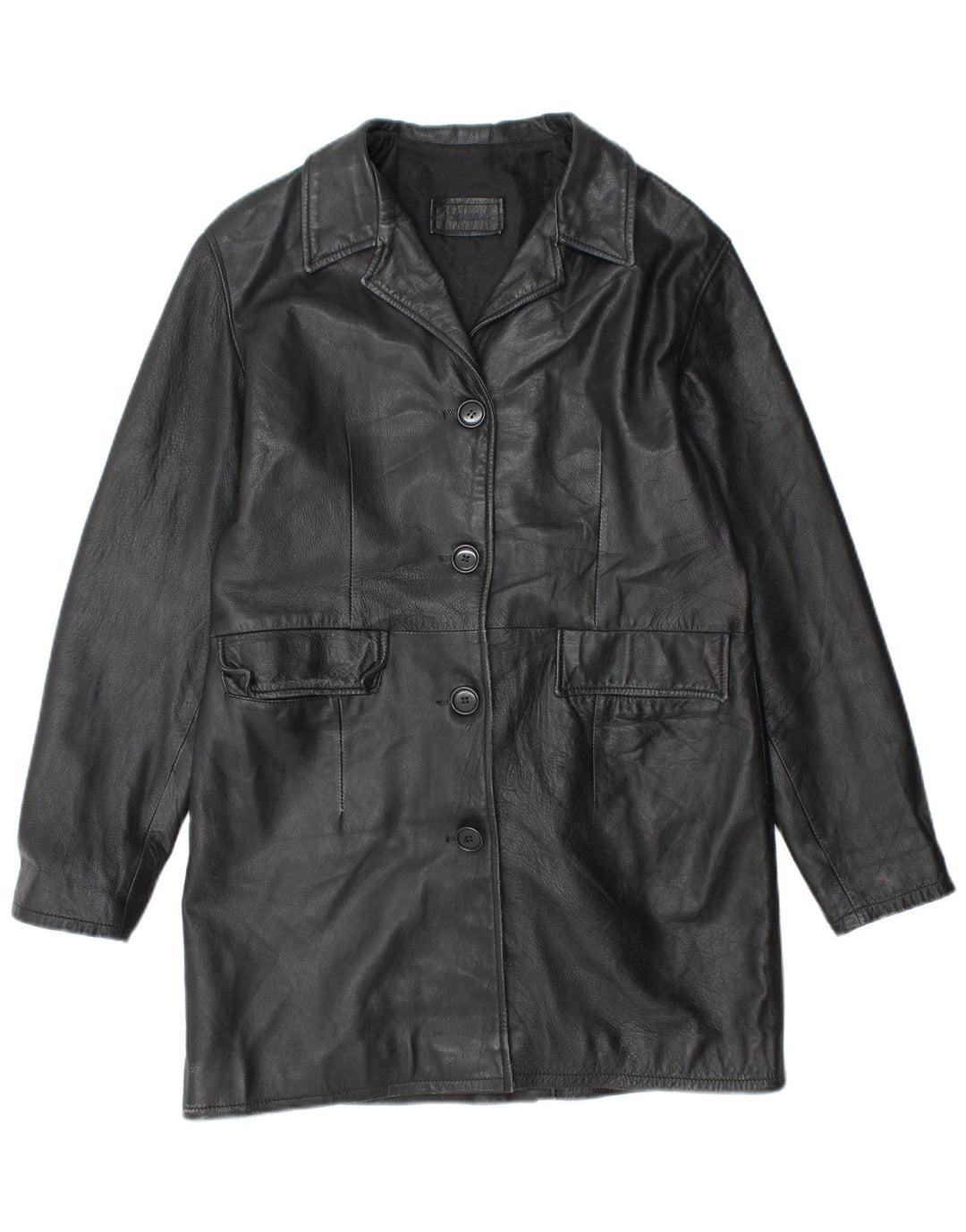 Palton din piele pentru femei VINTAGE UK 18 XL din piele neagră