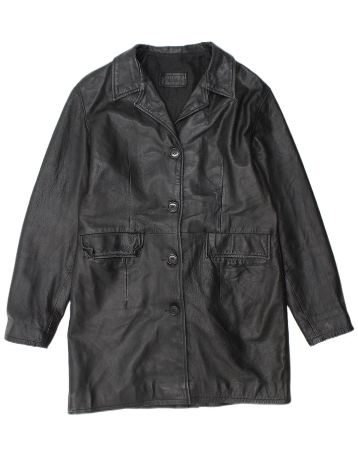 Palton din piele pentru femei VINTAGE UK 18 XL din piele neagră