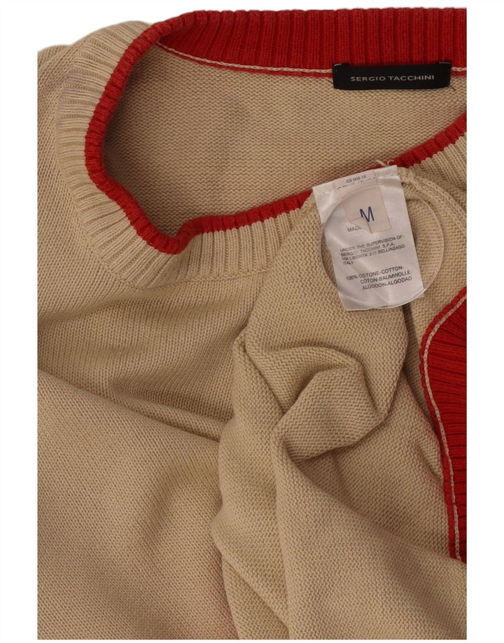 Pulover pentru bărbați Sergio Tacchini, cu gât crew, bumbac mediu bej