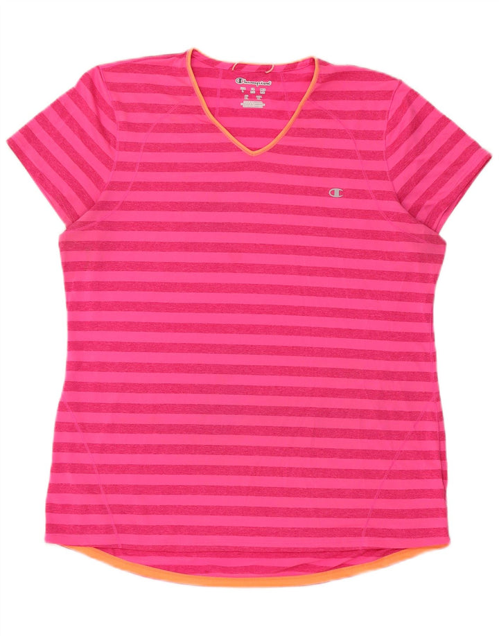 Tricou pentru femei Champion UK 16, poliester mare cu dungi roz