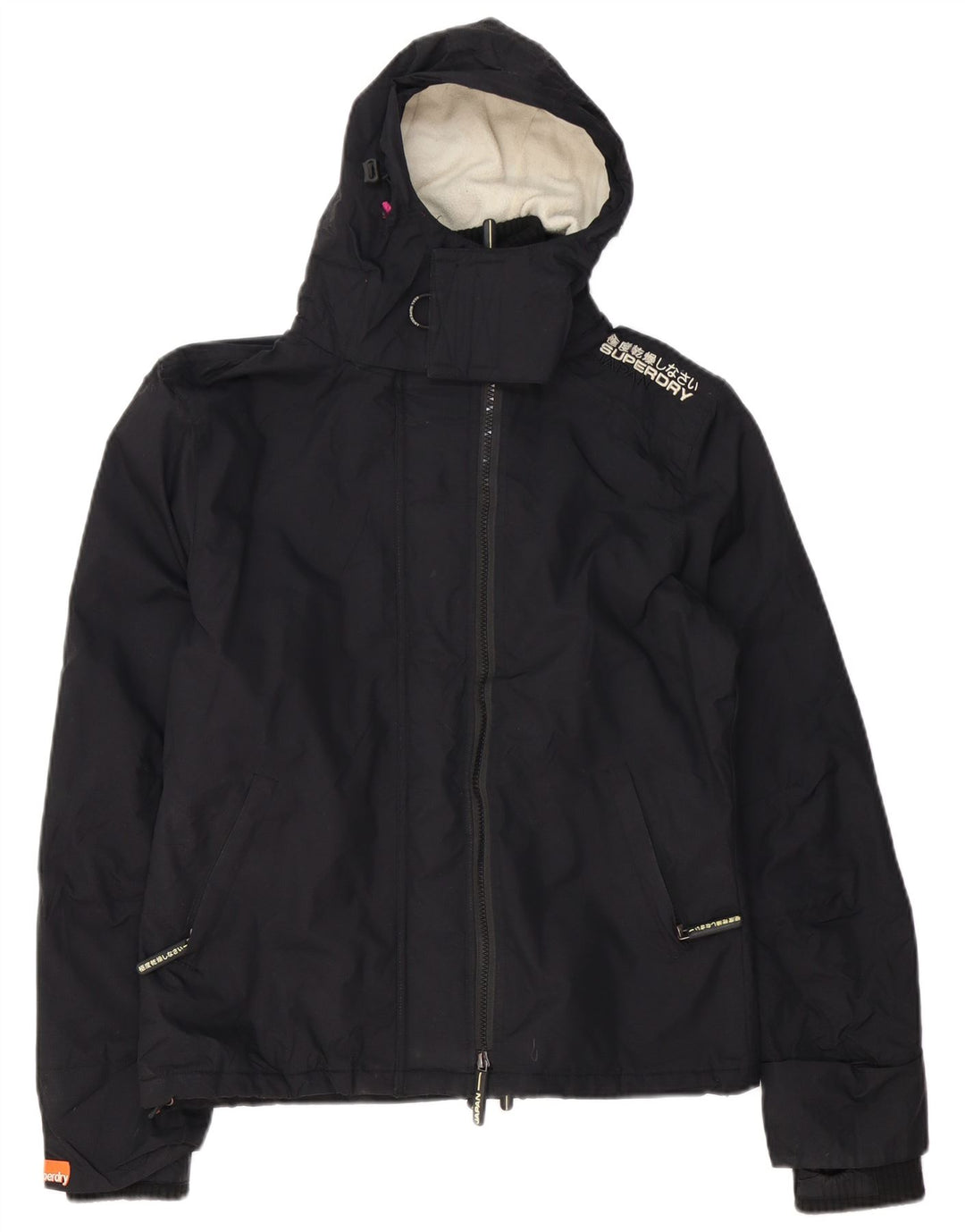 Jachetă Windbreaker cu glugă Superdry pentru femei UK 16, mare, negru, nailon