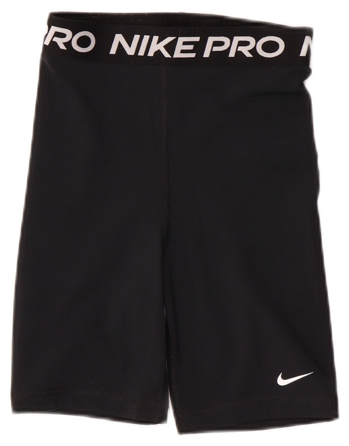 Pantaloni scurti sport NIKE Dri Fit Graphic pentru femei UK 4 XS poliester negru