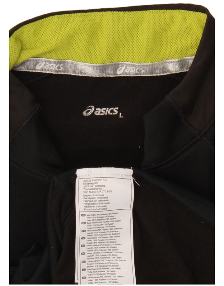 Top de trening Asics pentru bărbați, cu fermoar și gât, color block, negru