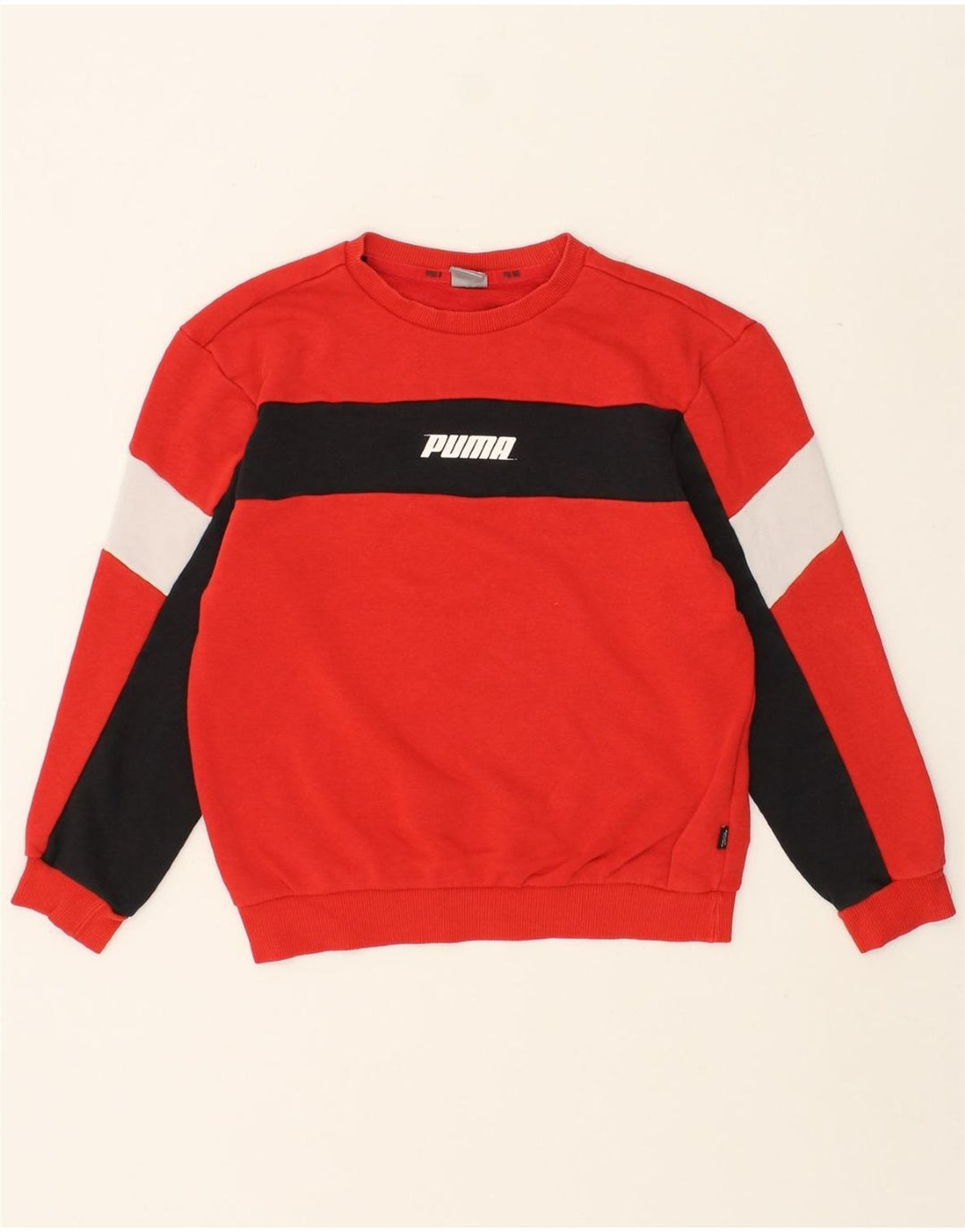 PUMA Boys Sweatshirt Jumper 11-12 Years Red Colourblock Cotton Vintage Puma and Second-Hand Puma from Messina Hembry 