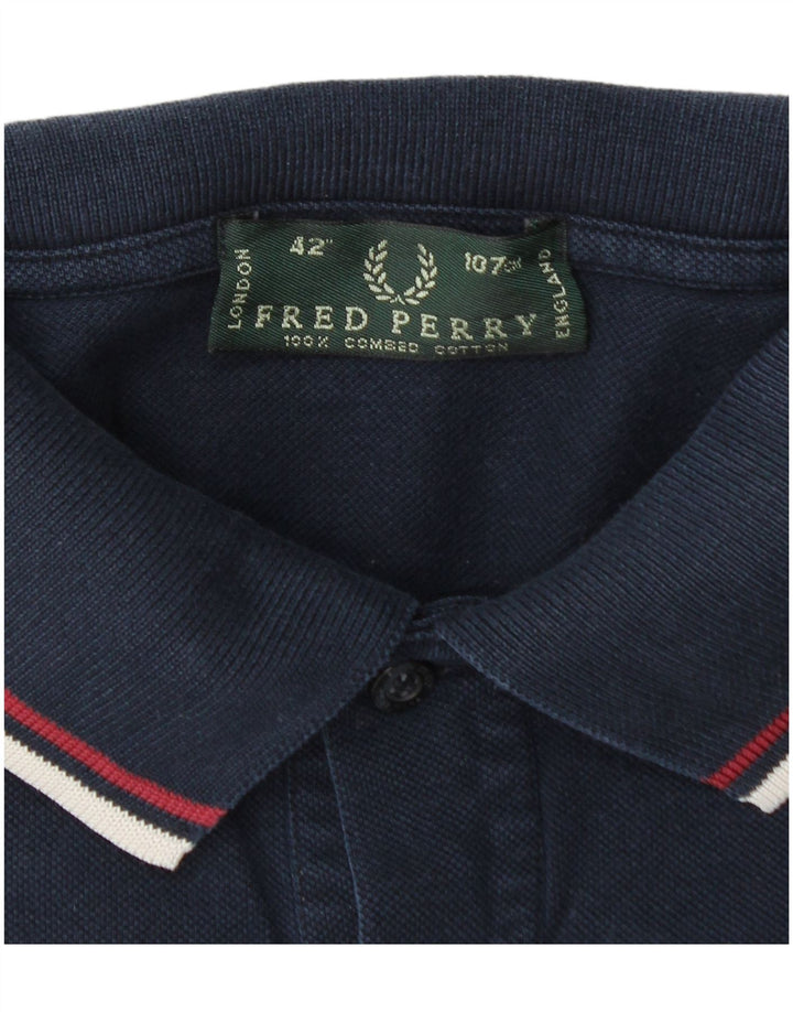 Cămașă polo Fred Perry pentru bărbați, bumbac mediu albastru bleumarin
