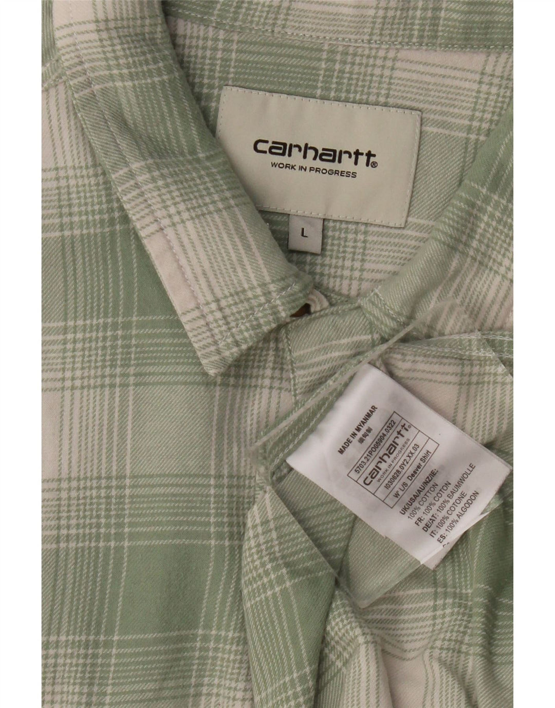 Cămașă pentru bărbați CARHARTT, bumbac cu carouri verzi mari
