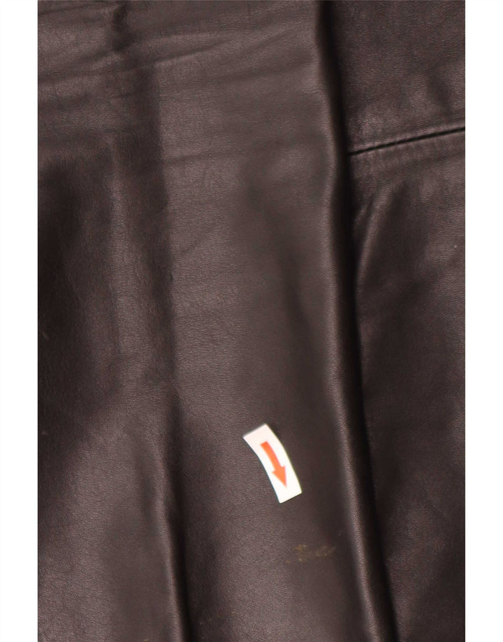 Pantaloni drepți din piele vintage pentru bărbați W34 L32 negri
