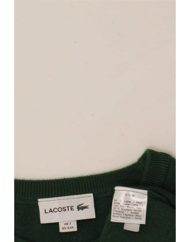 Pulover pentru bărbați Lacoste cu gât de barcă Mărimea 7 2XL Lână verde