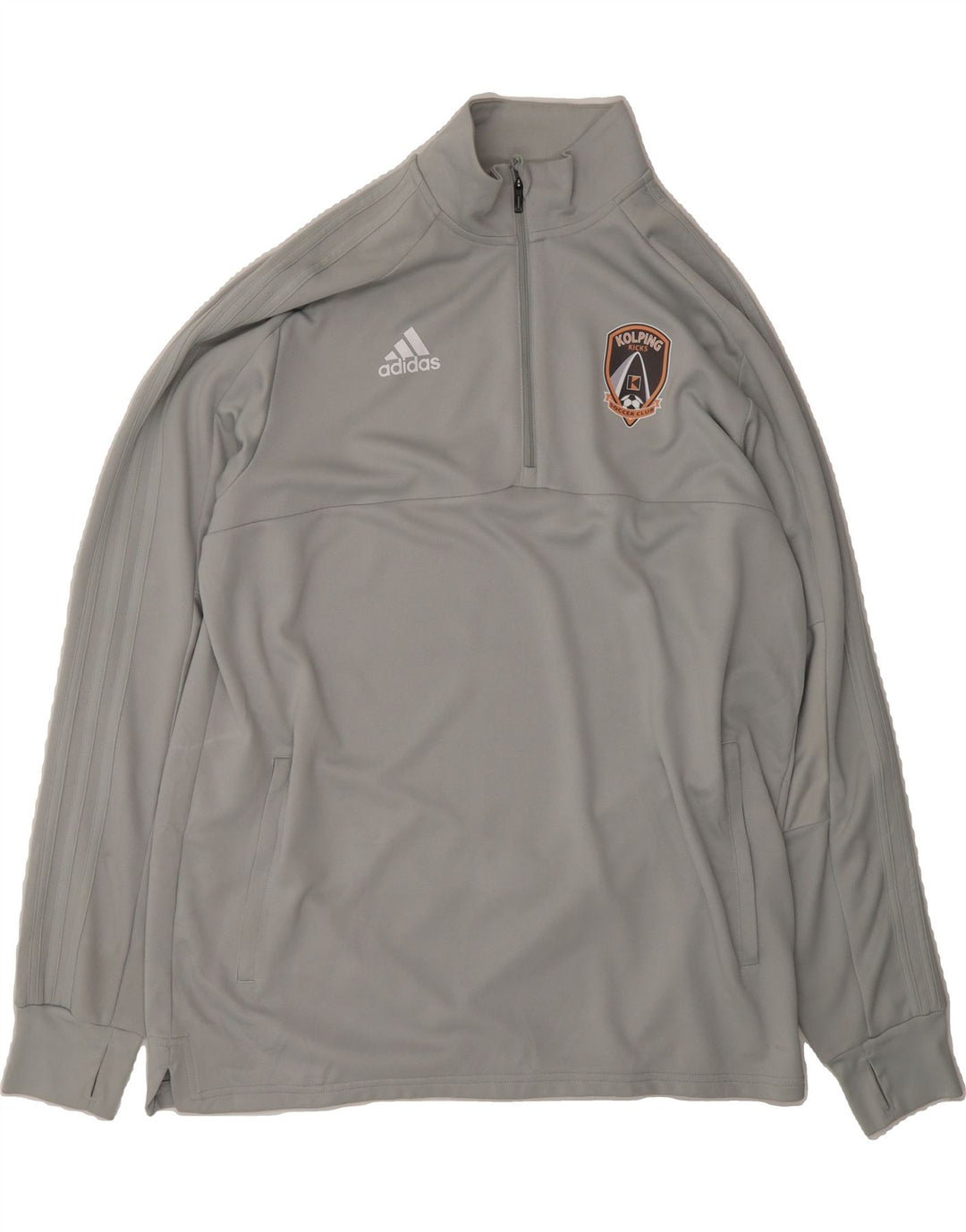 ADIDAS Mens Zip Neck Pullover Tracksuit Top XL Grey Polyester Vintage Adidas and Second-Hand Adidas from Messina Hembry 