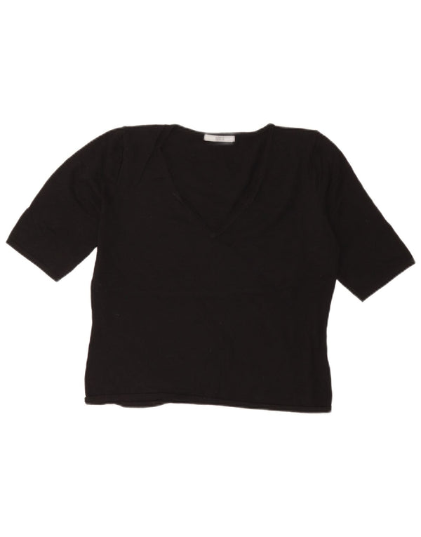 Marks & Spencer Tricou Crop Top pentru femei UK 16 Large Black Viscose