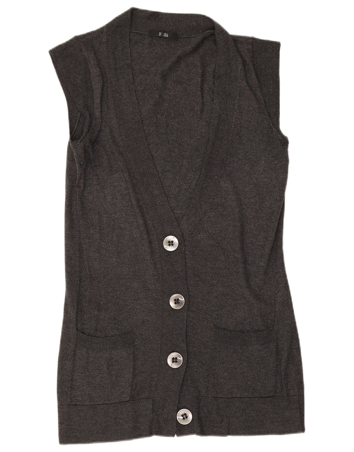Pulover cardigan fără mâneci pentru femei Marks & Spencer UK 12 gri mediu
