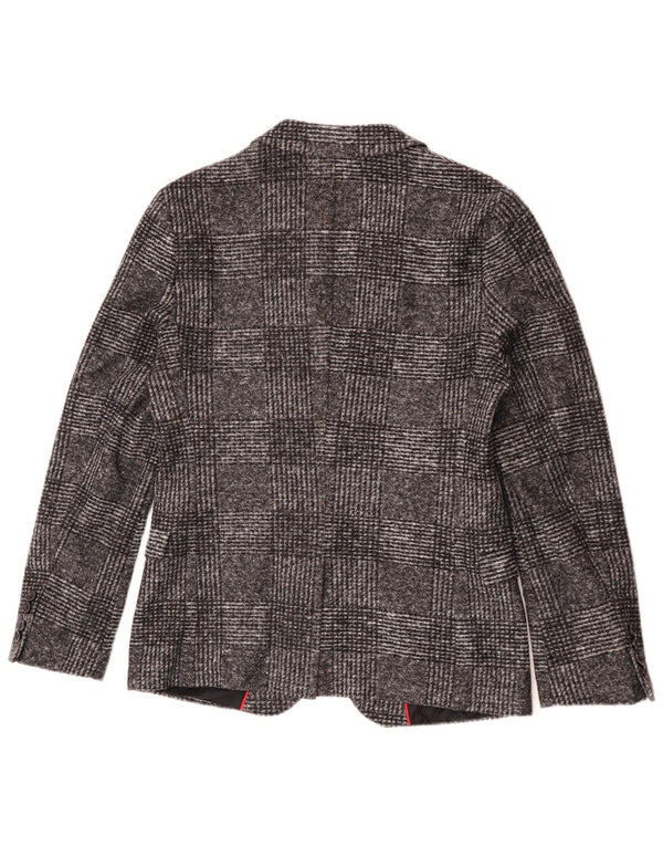 Jachetă pentru bărbați Hugo Boss, cu 2 nasturi, EU 46, poliacrilic, cu carouri mici, gri