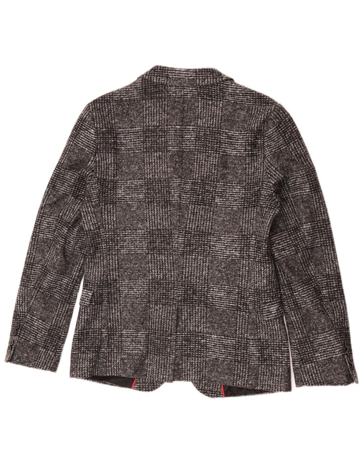 Jachetă pentru bărbați Hugo Boss, cu 2 nasturi, EU 46, poliacrilic, cu carouri mici, gri