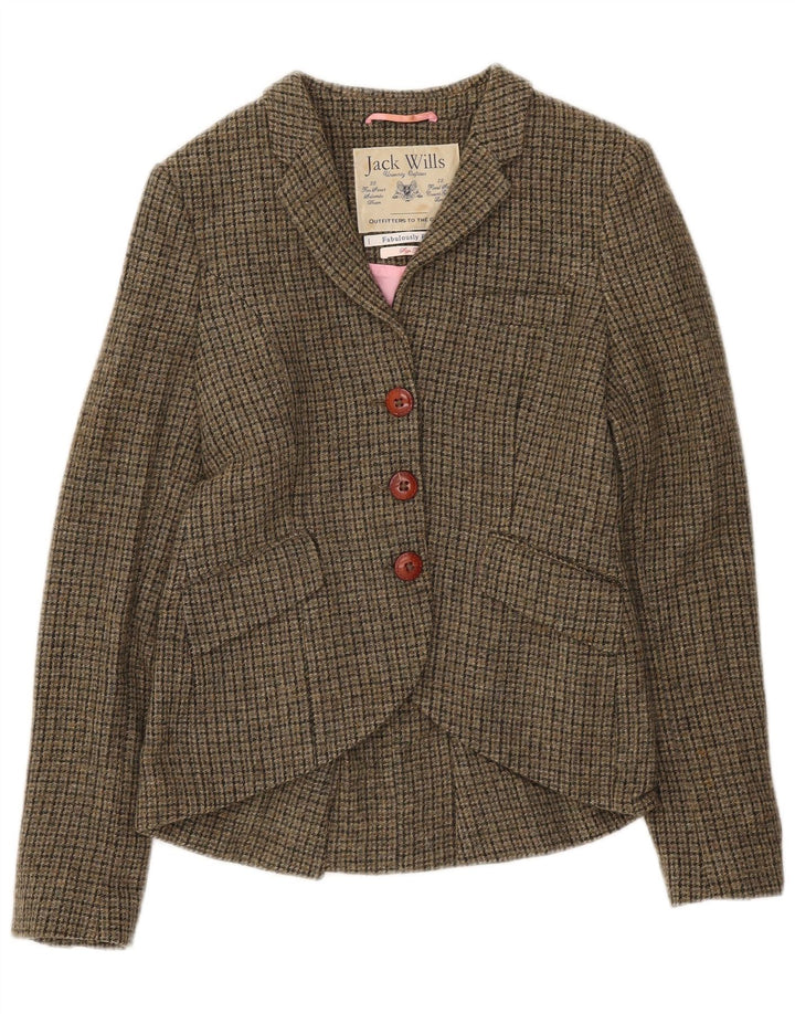 Jachetă Jack Wills pentru femei, cu 3 nasturi, UK 10, lână cu picior de gală, kaki