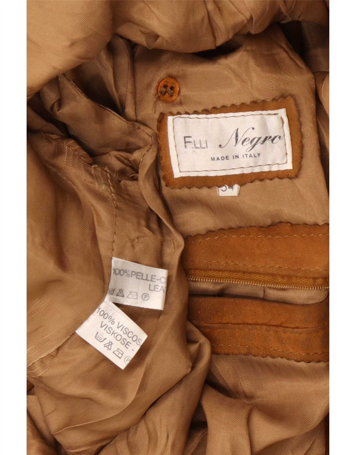 Geaca de piele intoarsa pentru barbati vintage IT 54 XL din piele bej