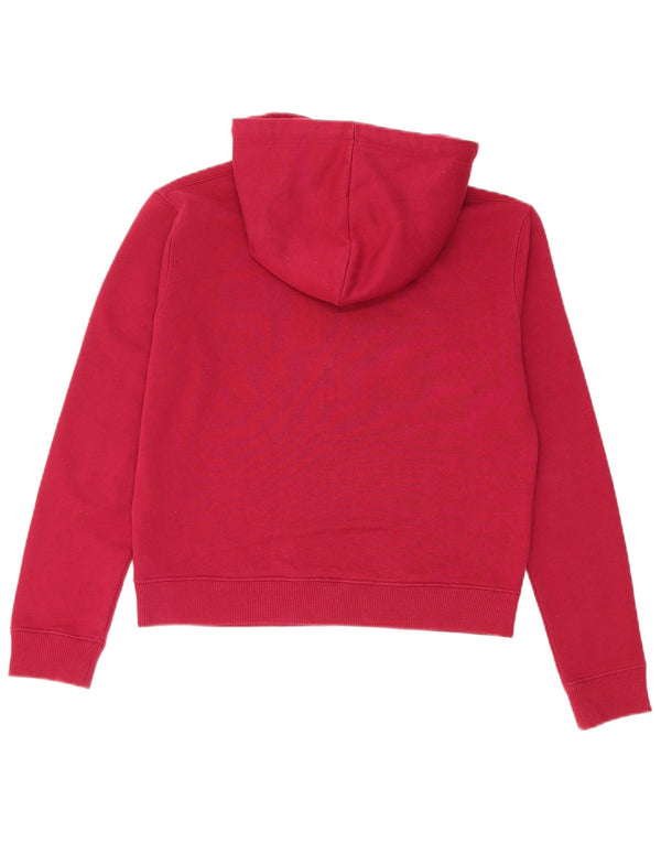 Calvin Klein Jeans Pulover pentru damă Crop Graphic Hoodie UK 10 Small Burgundy