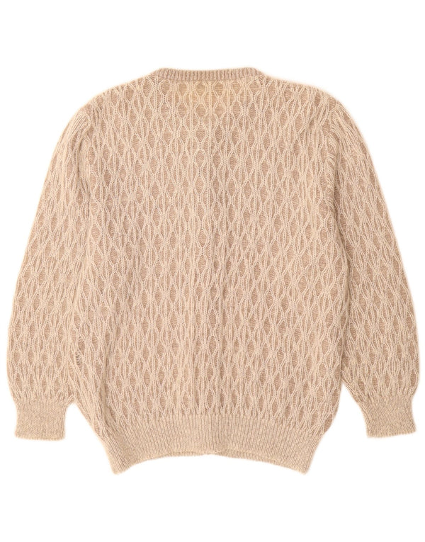 Pulover Cardigan Vintage pentru Damă UK 14 Mare Gri Geometric