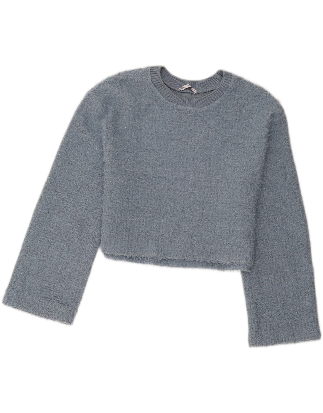 Pulover pentru femei Zara Crop Crew Gate UK 14 Poliester albastru mediu