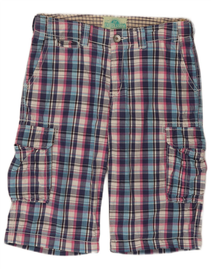 Scotch & Soda Pantaloni scurti cargo pentru băieți 15-16 ani W30 bumbac carouri multicolore