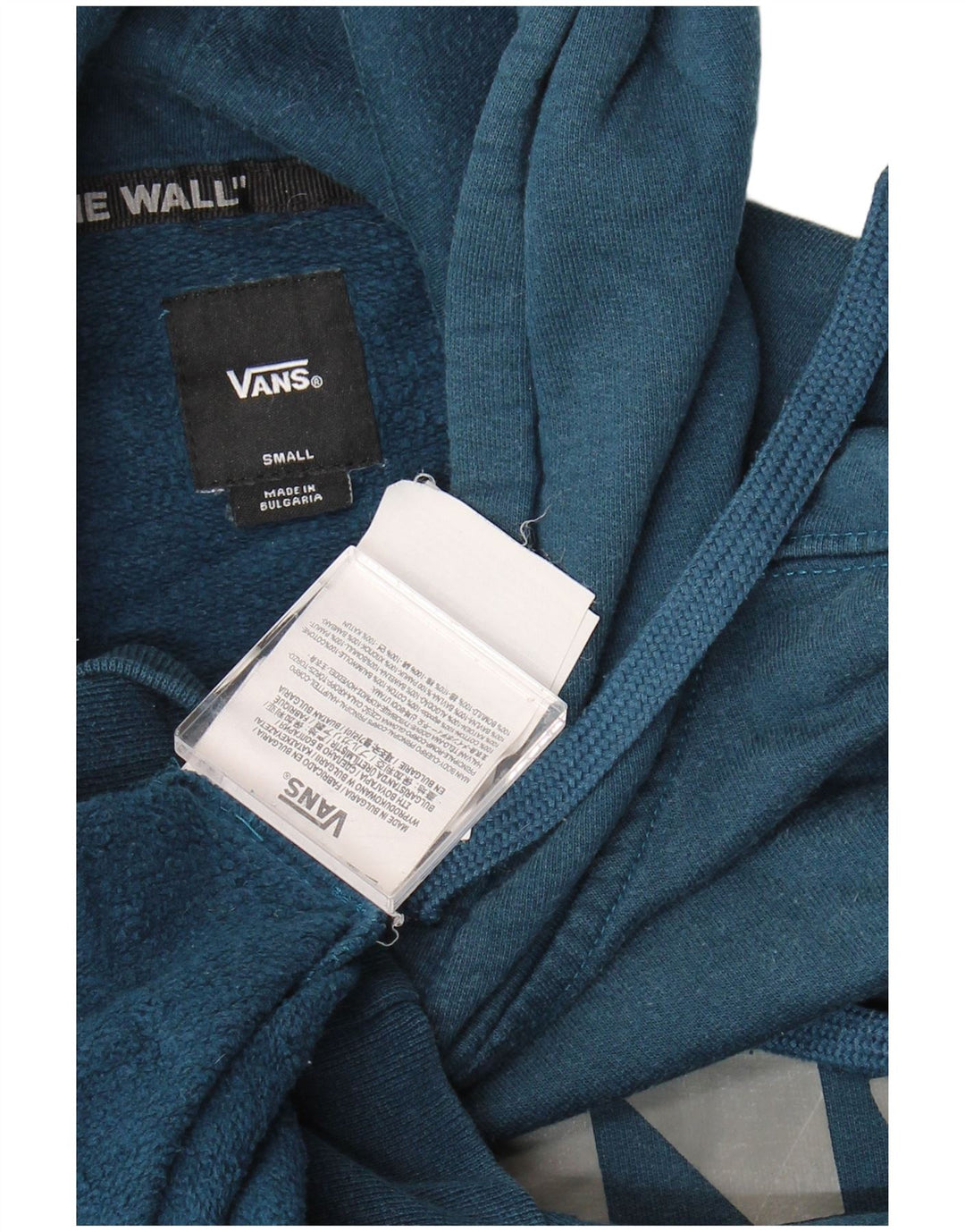VANS Mens Graphic Hoodie Jumper Small Blue Cotton